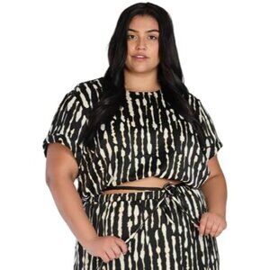 Nicole Williams English X Bar III Striped Crop Top Women Plus Size 3X Trendy NEW